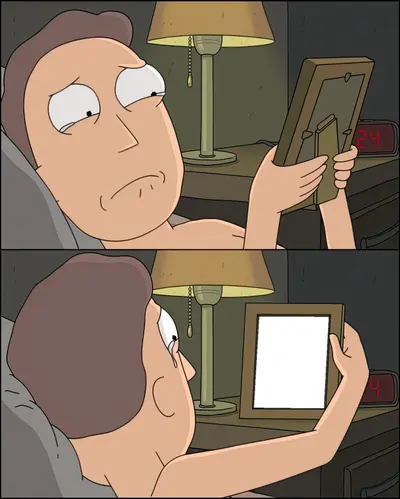Jerry looking at blank picture frame meme template