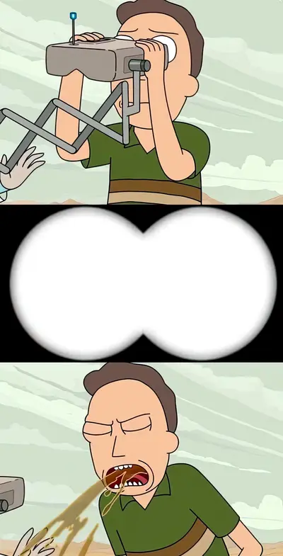 Jerry Smith binoculars vomit meme template