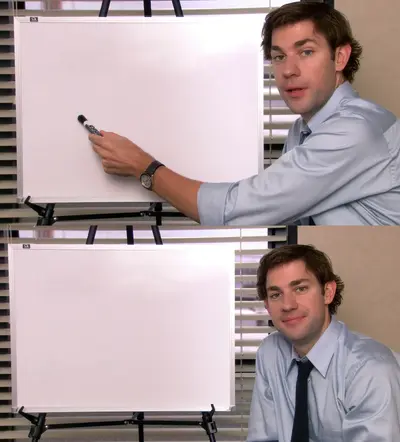 Jim halpert office presentation board tableau meme template
