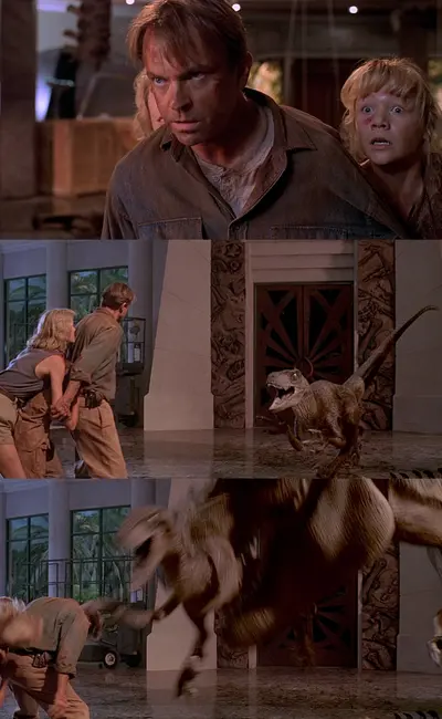 Jurassic Park raptor kitchen meme template