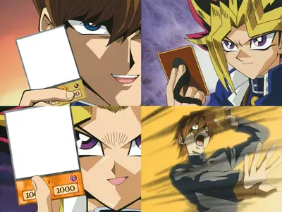 Kaiba's defeat yu gi oh card flip empty transparent template full seto kaiba, yugi moto meme template
