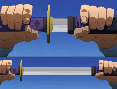 Kamina unsheathing sword meme template