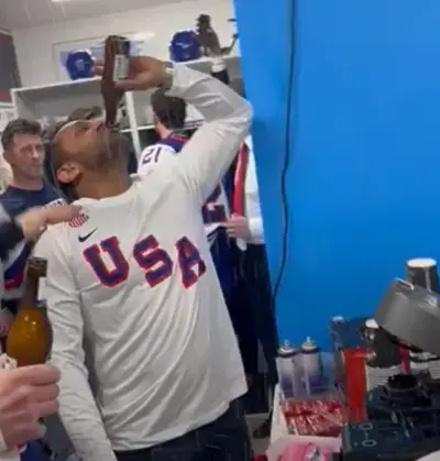 Kash Patel Partying With USA Hockey Team meme template