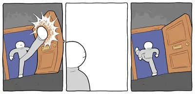 Kick door then leave meme template