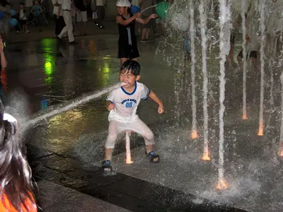 Kid running from water meme template