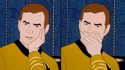 Kirk shocked covering mouth meme template