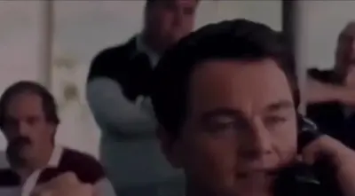 Leo on the phone Wolf of Wall Street edit meme template