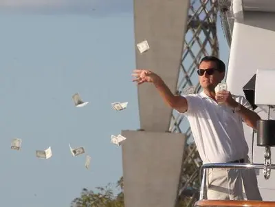 Leonardo DiCaprio throwing Money meme template