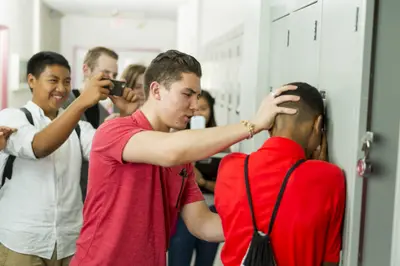 Locker bully pushing head meme template