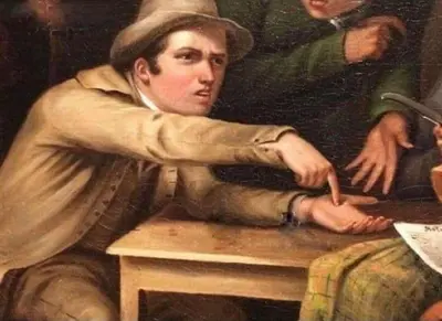 Man pointing at hand meme template