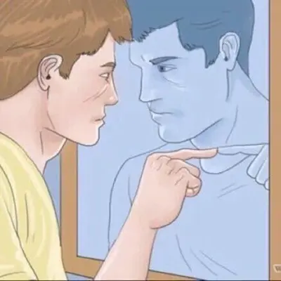 Man pointing at mirror meme template