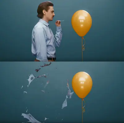 Man popping balloon gets popped meme template