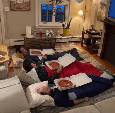 Me and the boys eating pizza meme template