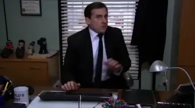 Michael Scott dodging bullets meme template