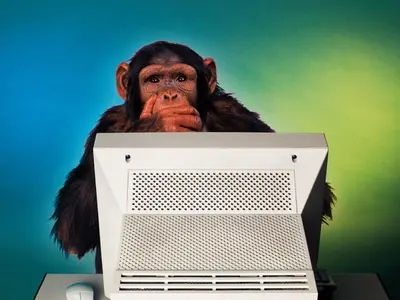 Monkey covering mouth computer meme template