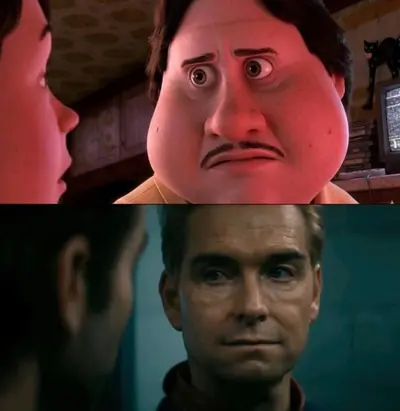 Monster House Shock to Homelander Smirk Meme meme template