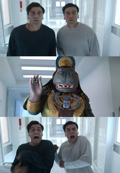 Moon Knight hippo hallway meme template