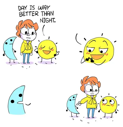 Moon says day better than night meme template