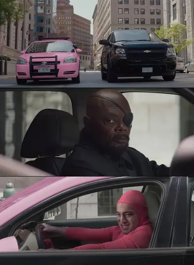Nick Fury pink car meme template