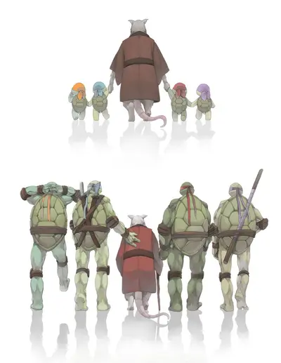 Ninja turtles growing up meme template
