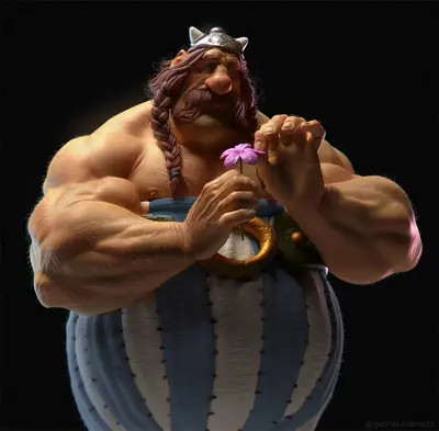 Obelix holding flower meme template