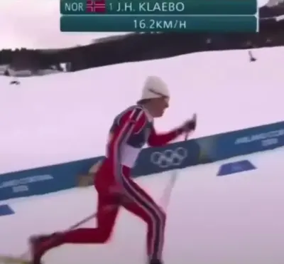 Olympic Skier Running Uphill meme template