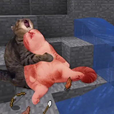Otter holding cat Minecraft meme template