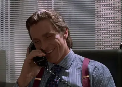 Patrick Bateman on the phone meme template