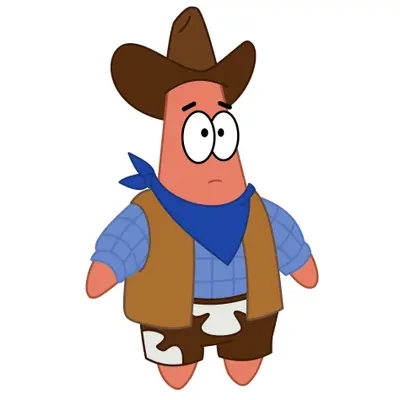 Patrick cowboy outfit meme template