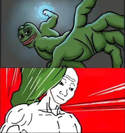 Pepe punching Wojak meme template