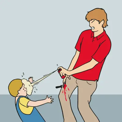 Pepper spray kid with knife meme template