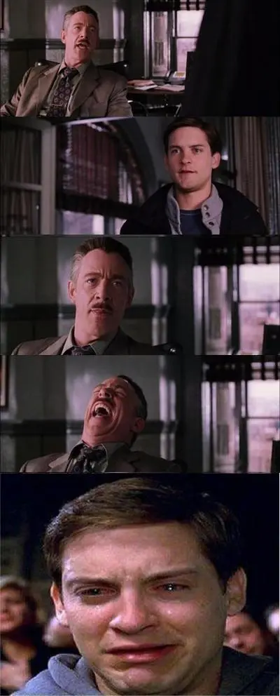 Peter Parker Cry meme template
