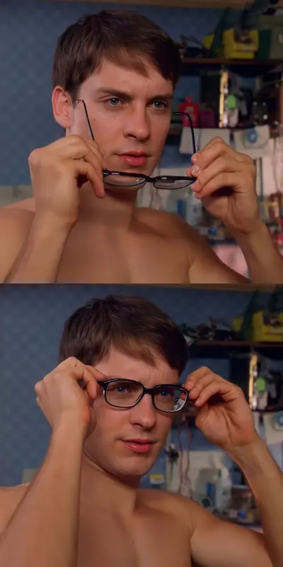 Peter Parker glasses meme template