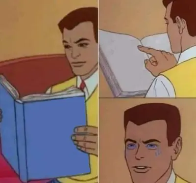 Peter Parker Reading Book & Crying meme template