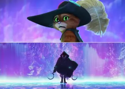 Puss and boots scared meme template
