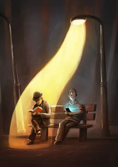 Reading book vs phone light meme template