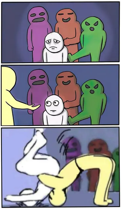 Reject friendship throw guy meme template