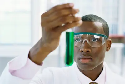 Scientist examining test tube meme template