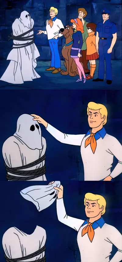 Scooby Doo unmasking meme template