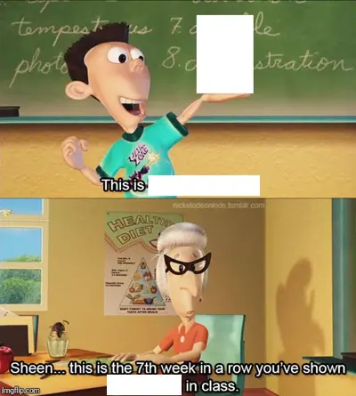 Sheen's show and tell meme template