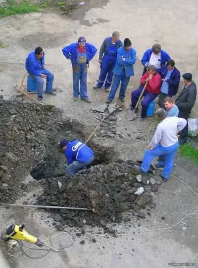 single worker digging hole meme template