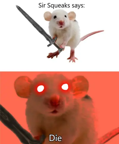 Sir Squeaks sword rat meme template