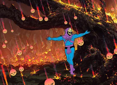 Skeletor meteor shower meme template