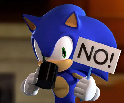 Sonic holding no sign meme template