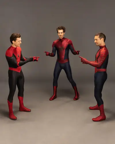 Spider man pointing at spider man pointing at spider man irl template tobey mcguire, andrew garfield, tom holland meme template
