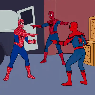 Spider man pointing at spider man pointing at spider man template meme template