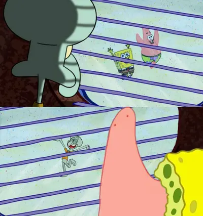 Sponge bob patrick looks at window v2 meme template