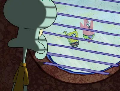 Spongebob carlo looking window meme template