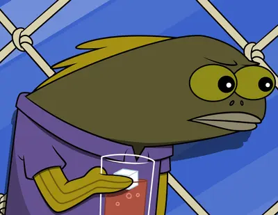 Spongebob fish drinking chocolate milk meme template
