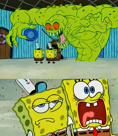 SpongeBob Flying Dutchman scared meme template